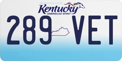 KY license plate 289VET