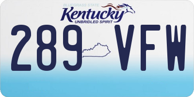 KY license plate 289VFW