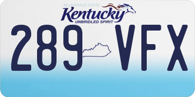 KY license plate 289VFX