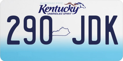 KY license plate 290JDK