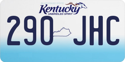 KY license plate 290JHC