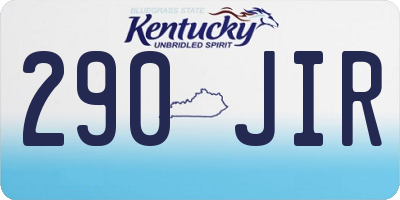KY license plate 290JIR