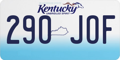 KY license plate 290JOF