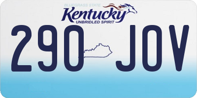 KY license plate 290JOV