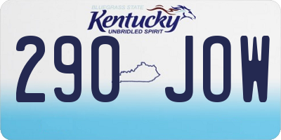KY license plate 290JOW