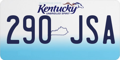 KY license plate 290JSA
