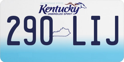 KY license plate 290LIJ