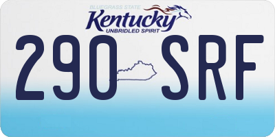 KY license plate 290SRF
