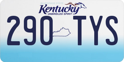 KY license plate 290TYS