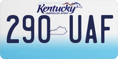 KY license plate 290UAF