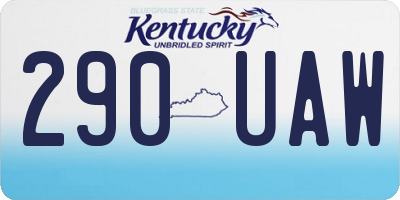 KY license plate 290UAW