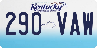 KY license plate 290VAW