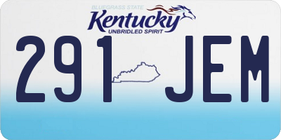 KY license plate 291JEM