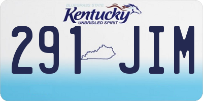 KY license plate 291JIM