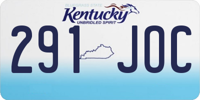 KY license plate 291JOC