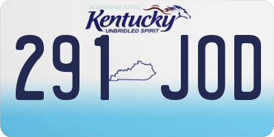 KY license plate 291JOD