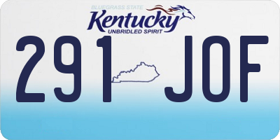 KY license plate 291JOF