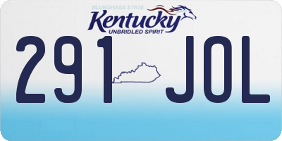 KY license plate 291JOL