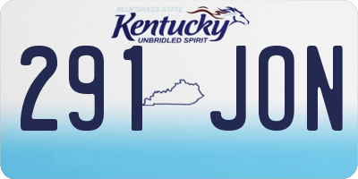 KY license plate 291JON