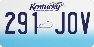 KY license plate 291JOV