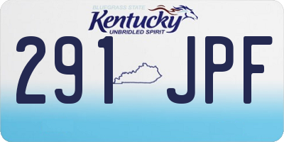 KY license plate 291JPF