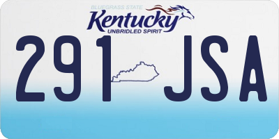 KY license plate 291JSA