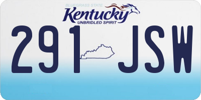 KY license plate 291JSW