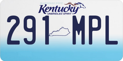 KY license plate 291MPL