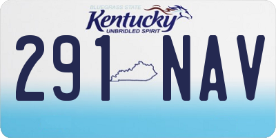KY license plate 291NAV