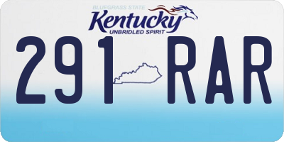 KY license plate 291RAR