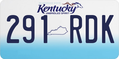 KY license plate 291RDK