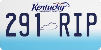 KY license plate 291RIP