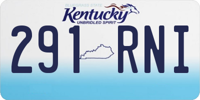 KY license plate 291RNI