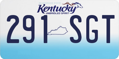 KY license plate 291SGT