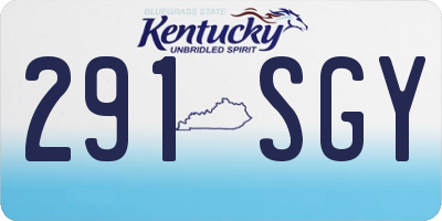 KY license plate 291SGY