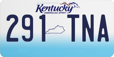 KY license plate 291TNA