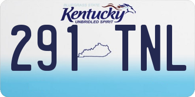 KY license plate 291TNL