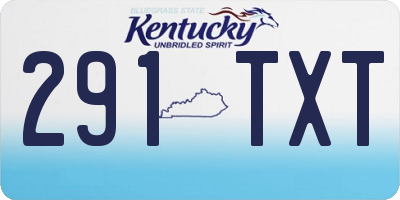 KY license plate 291TXT