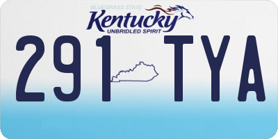 KY license plate 291TYA