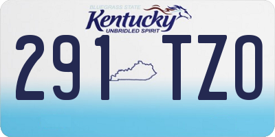 KY license plate 291TZO