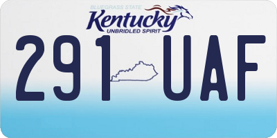 KY license plate 291UAF
