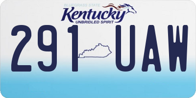 KY license plate 291UAW