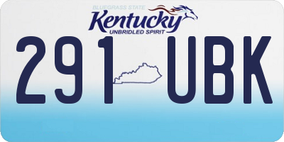 KY license plate 291UBK
