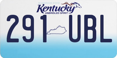 KY license plate 291UBL