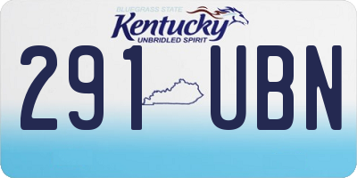 KY license plate 291UBN