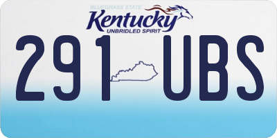 KY license plate 291UBS