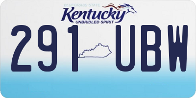 KY license plate 291UBW