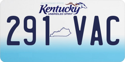 KY license plate 291VAC