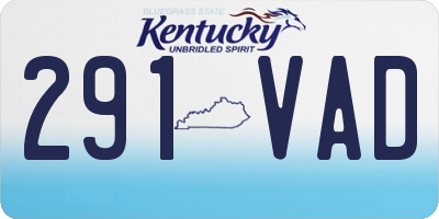 KY license plate 291VAD