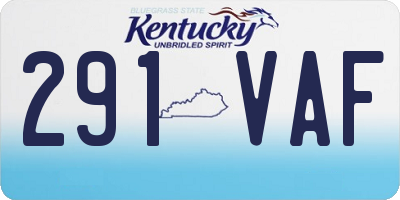KY license plate 291VAF